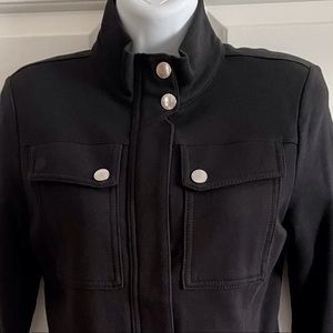 Ralph Lauren Black Military Knit Jacket Shacket Silver Metal Hadware